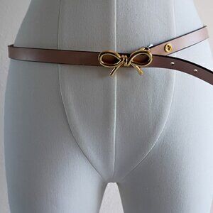 Kate Spade New York Bow Belt Pink Leather Size M Women's Skinny Belt